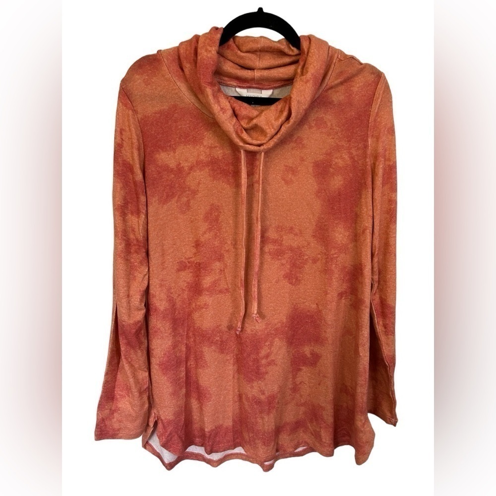 Market & Spruce Coral Tie Dye Cowl Neck Long Sleeve Light Sweater Size XL NWT - Picture 3 of 6